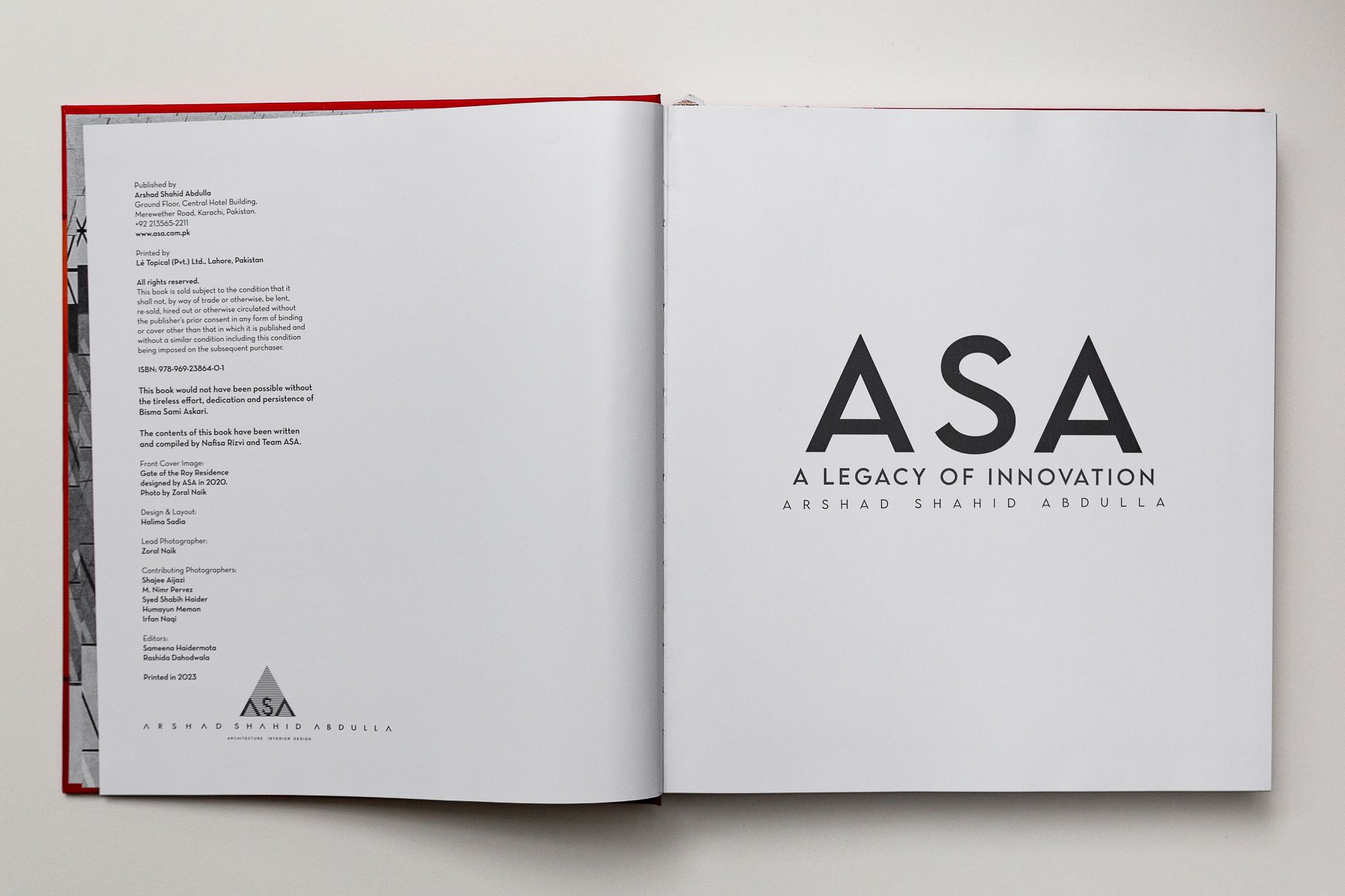 The book open at the ASA title page.