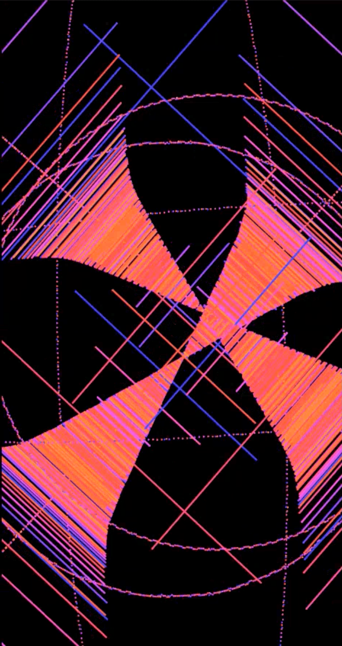 The same system in coral, the shape broken into four petals.