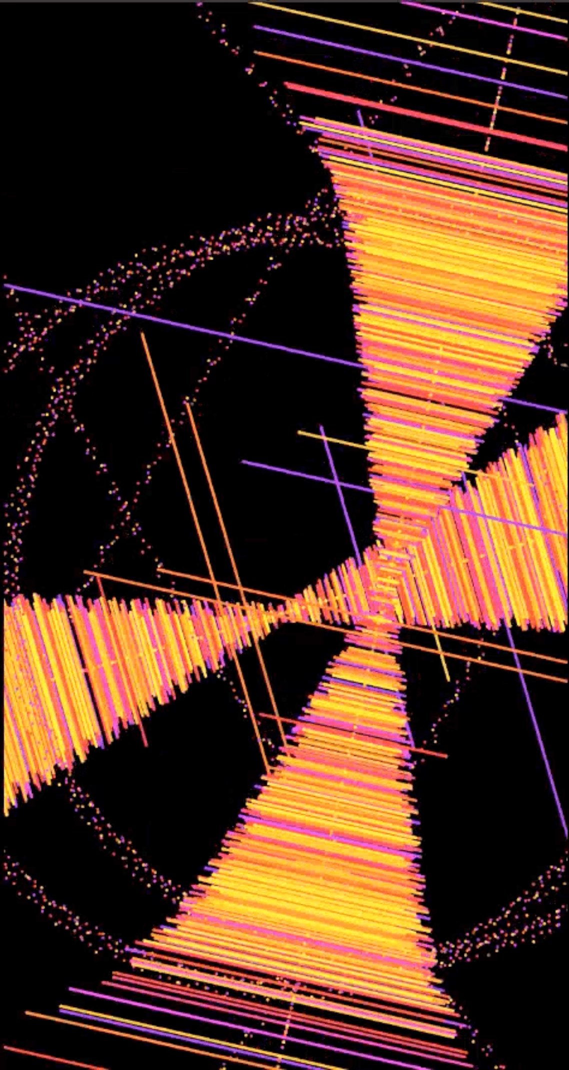 A track&rsquo;s visual in amber, rays fanning out from a dark core.