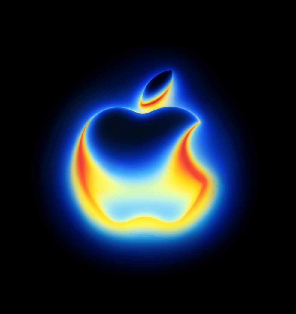 Apple September Event key art — the Apple mark rendered as a glowing thermal gradient.