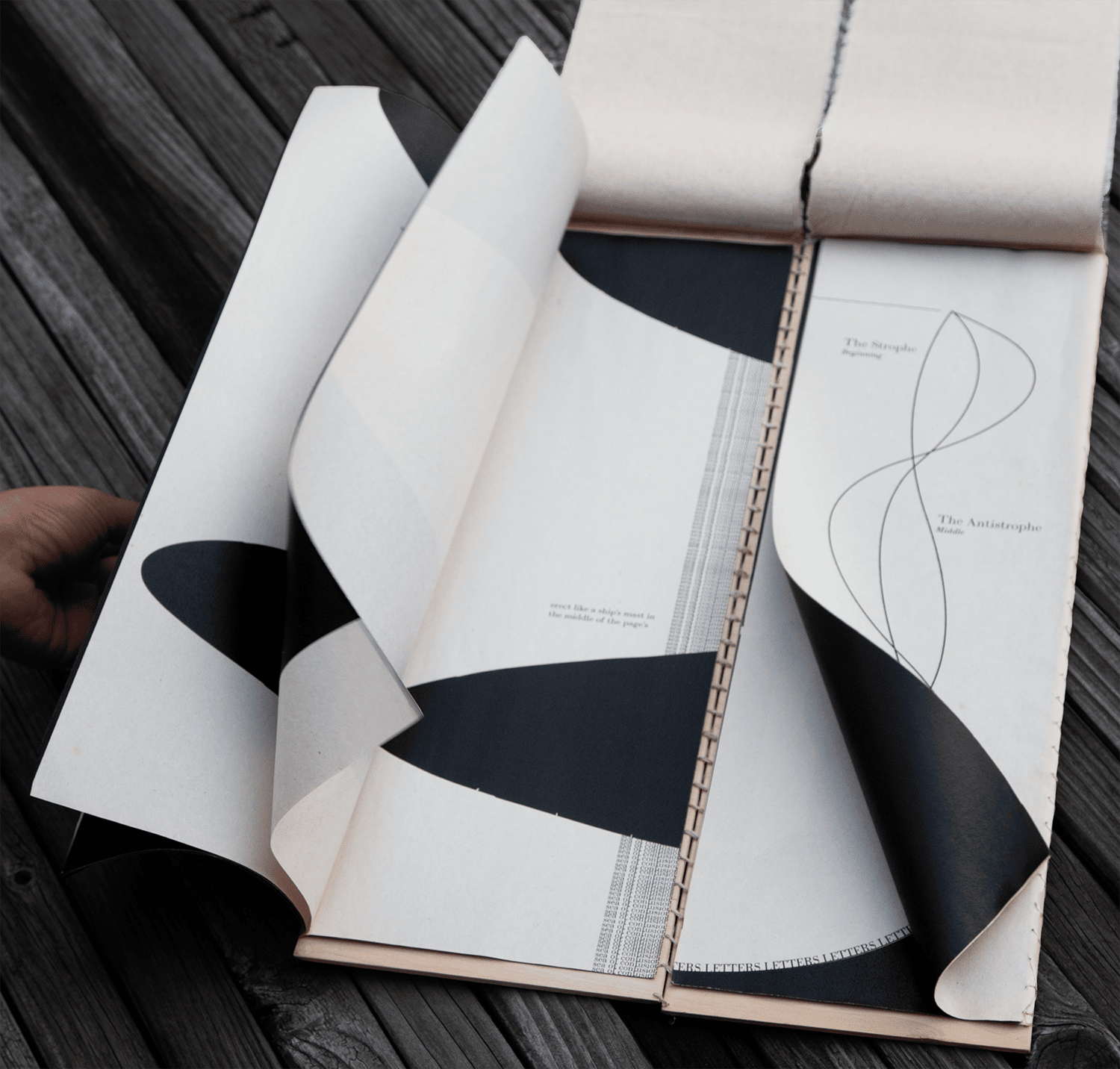 The book opened from the centre, both spines folded back.