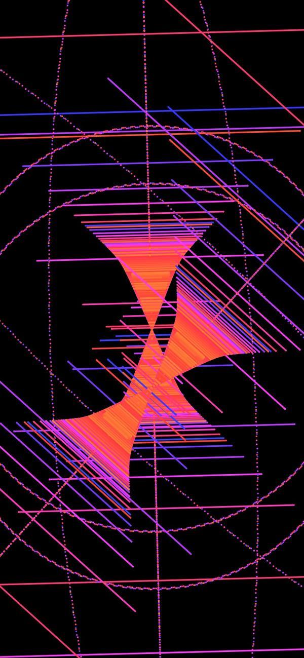 A generated poster, magenta strokes crossing a dark field.