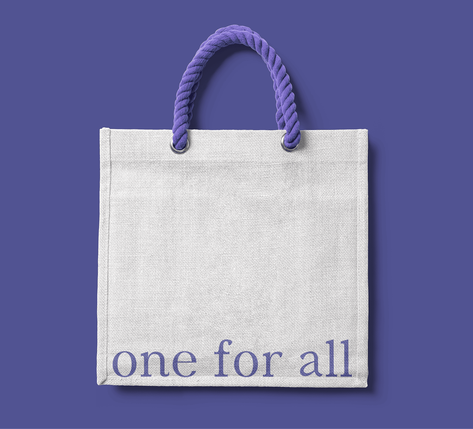 A tote carrying the campaign lockup.